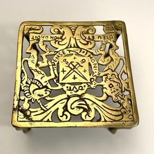 Vintage Brass Trivet British Royal Coat of Arms